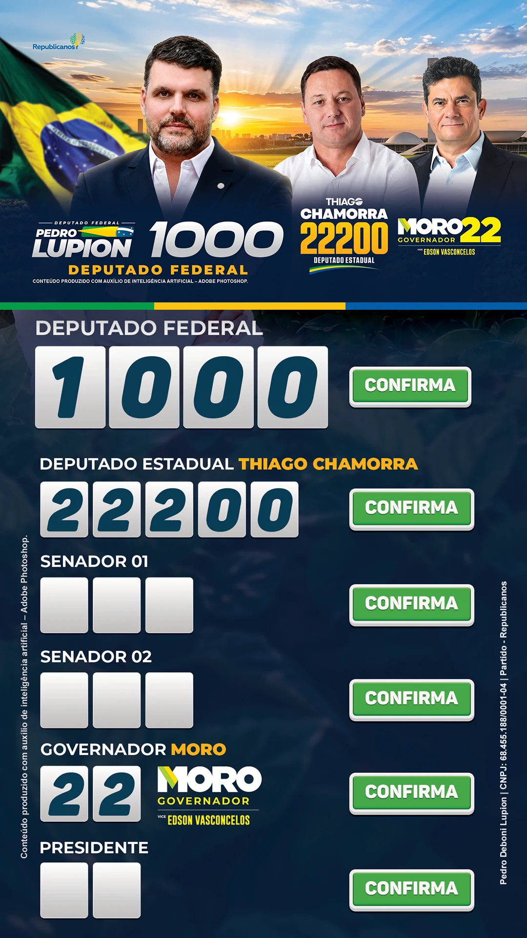 Santinho Thiago Chamorra e Sérgio Moro